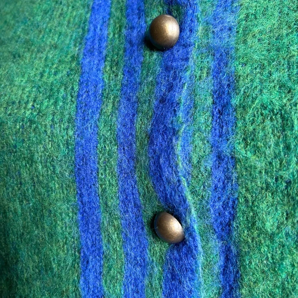 Simons Plaid Knit Button-Up Cardigan – Green & Blue. S/M - Picture 14 of 15